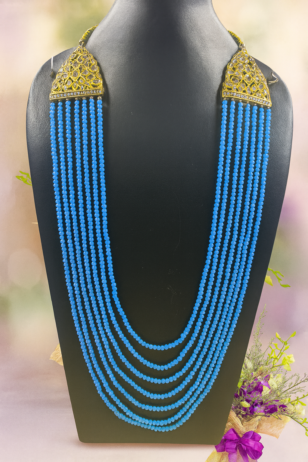 Eshal Sky Blue Onyx Stone Rani Haar