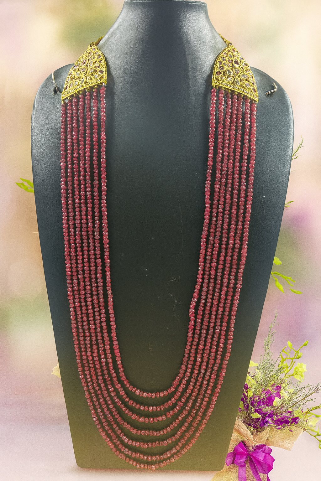 Eshal Red Onyx Stone Rani Haar