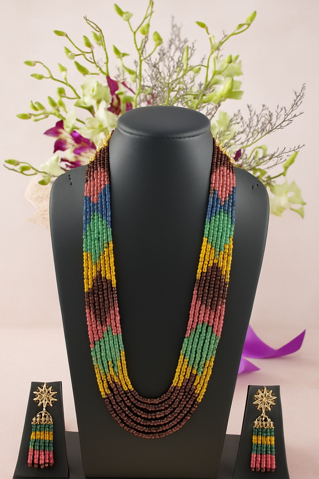 Eshal Multicolor Onyx Stone Rani Haar