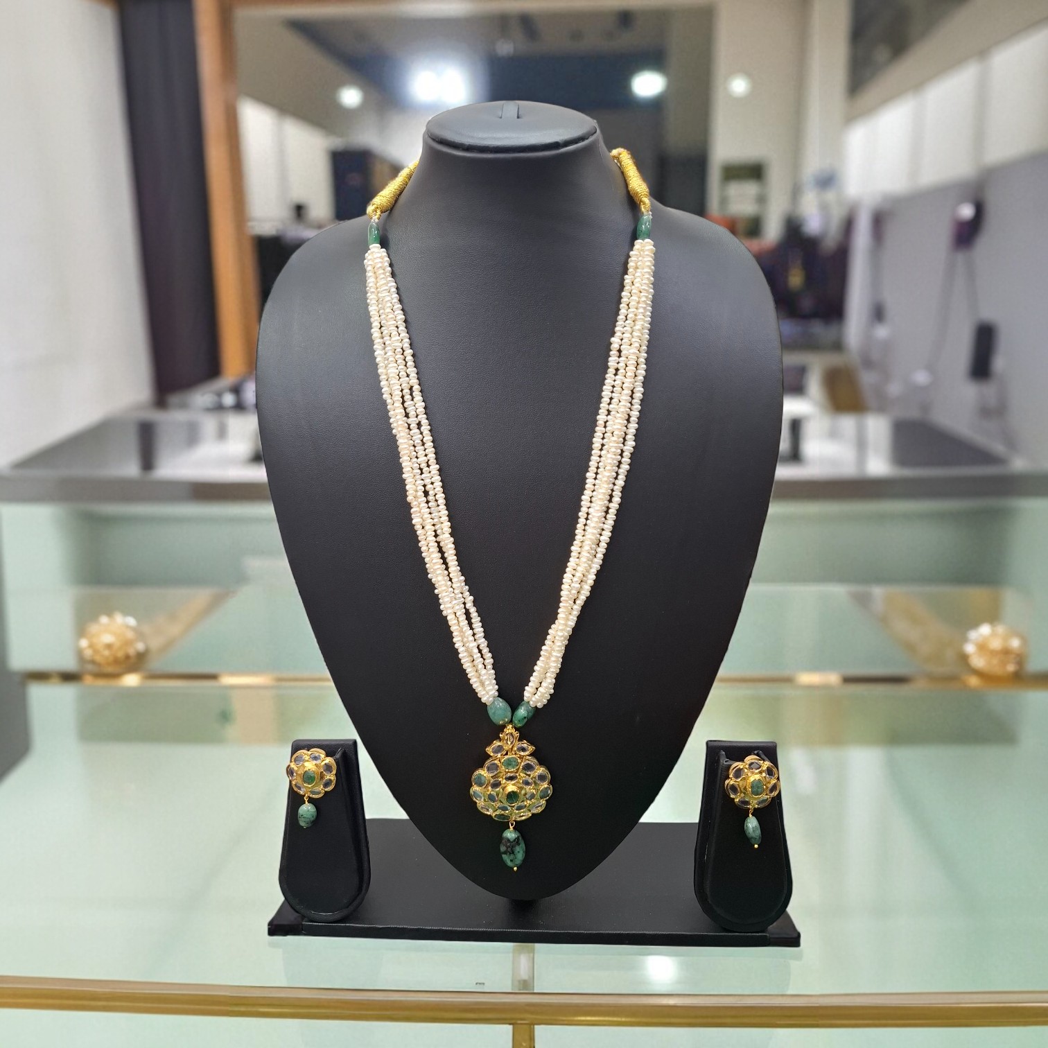 Saba Green Real Pearl Jugani