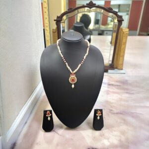 Ayra Real Ruby & Real Pearl Pendant Set