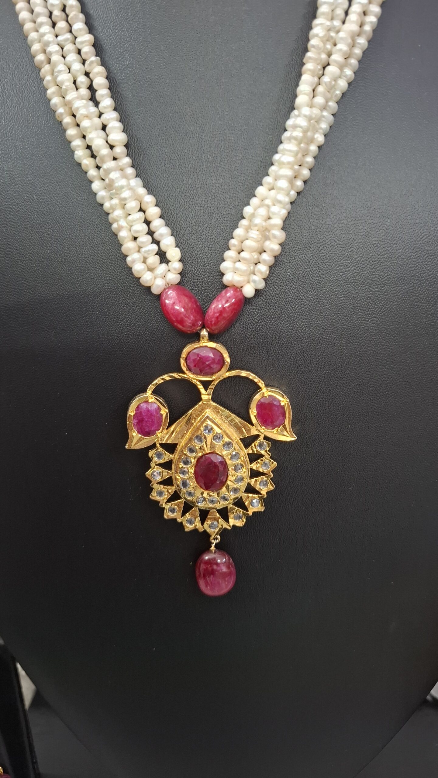 Maryam Red Real Ruby & Real Pearl Jugani - Image 2