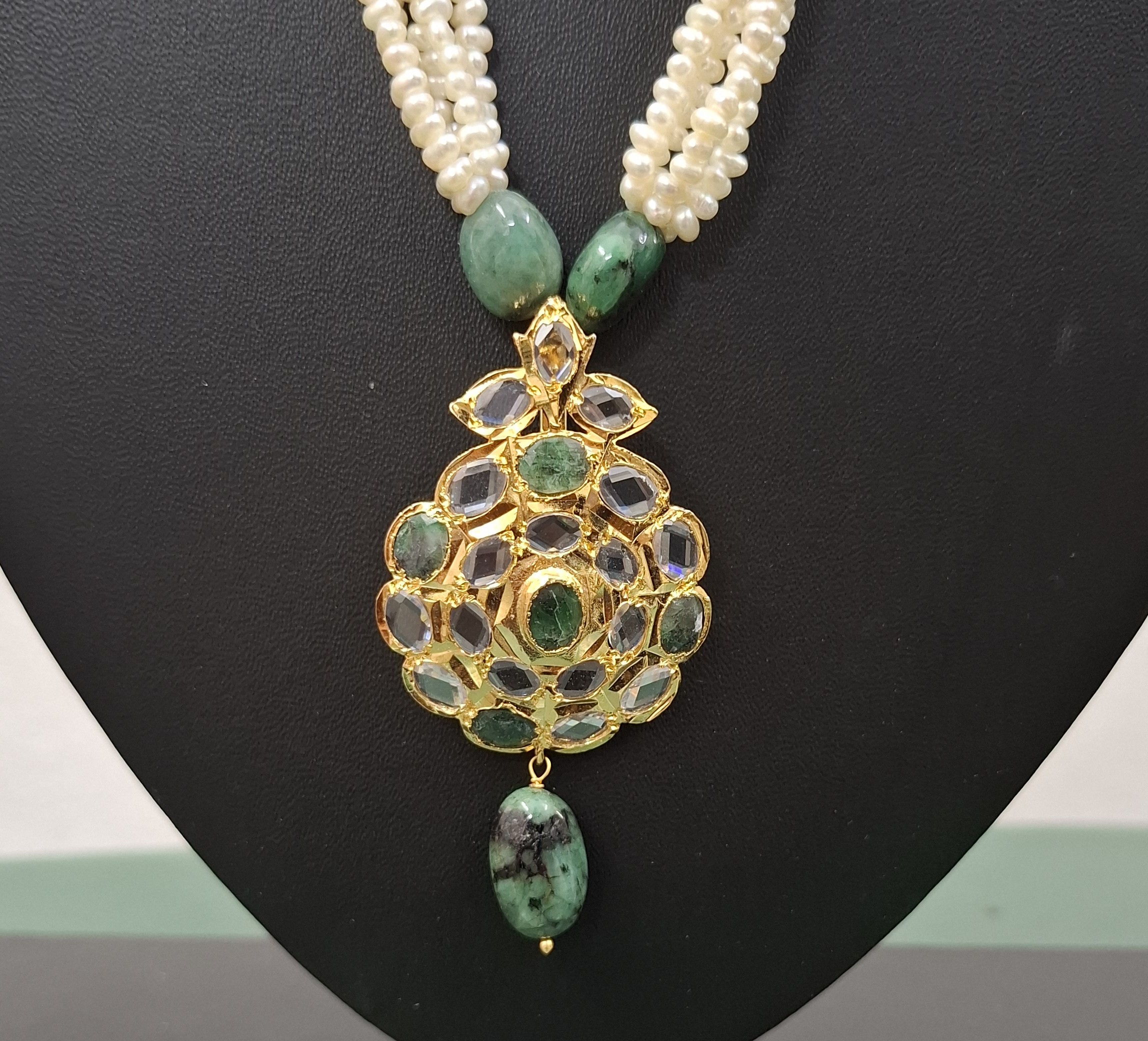 Saba Green Real Pearl Jugani - Image 2