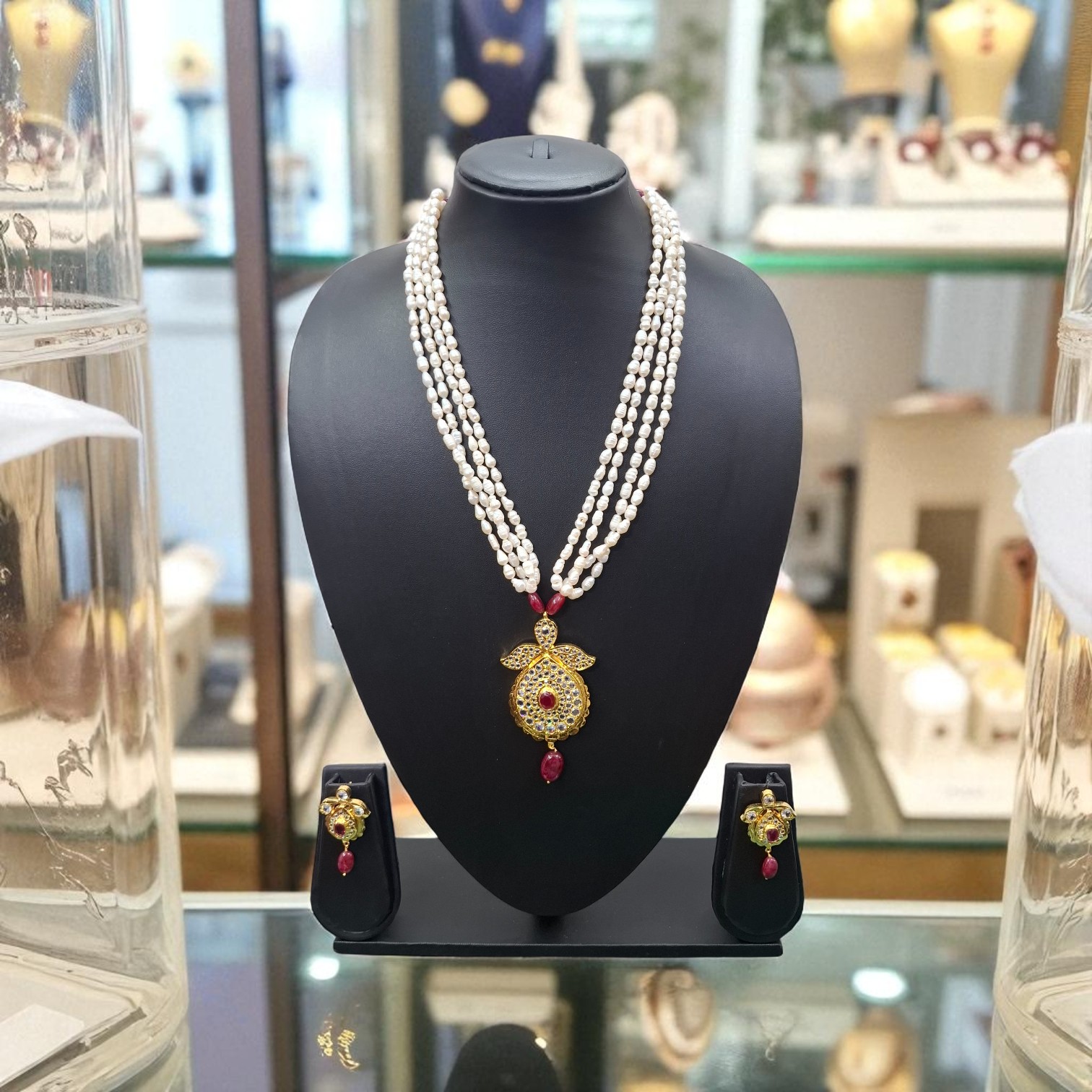 Sana Red Real Ruby & Real Pearl Jugani