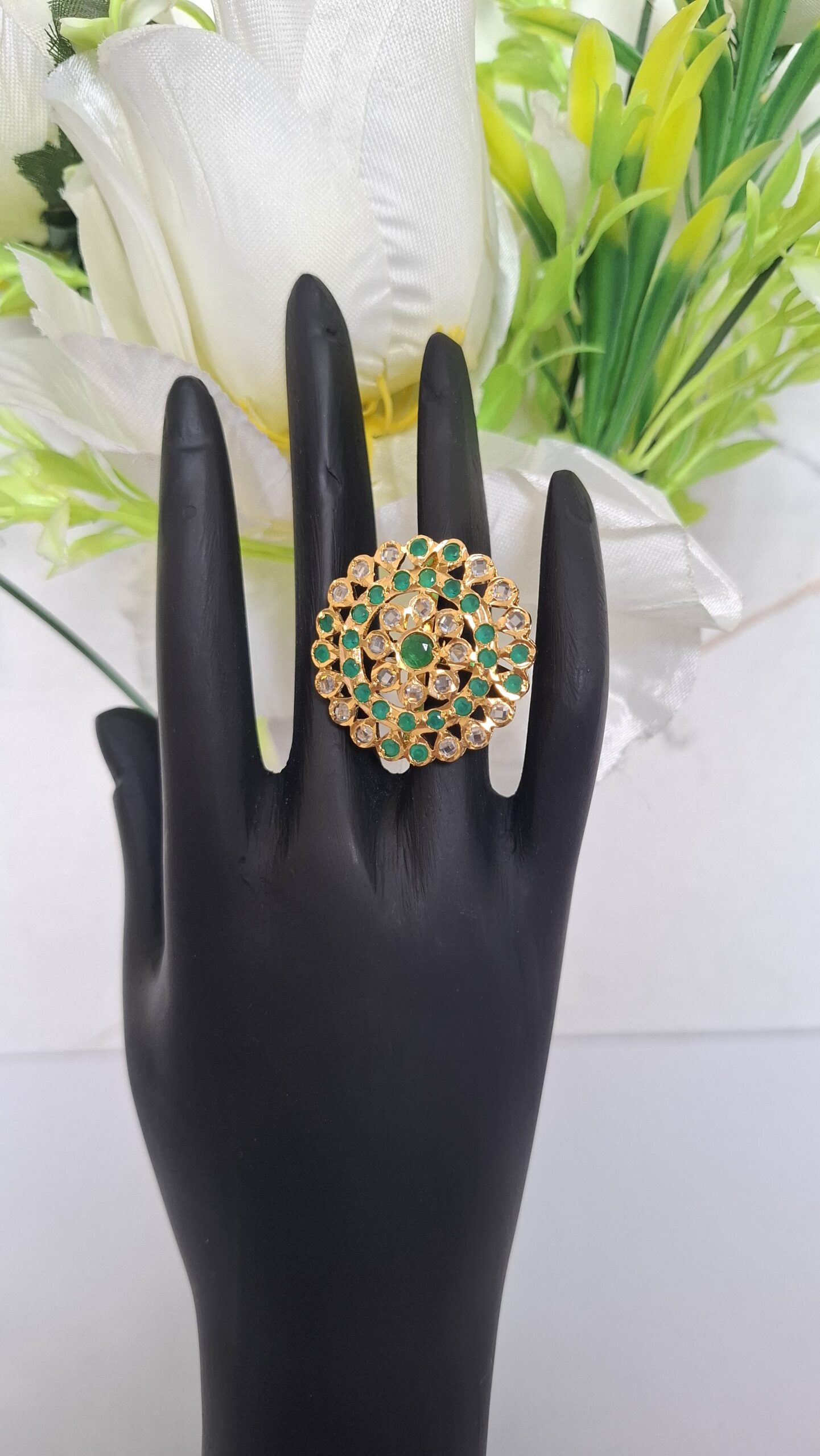 Shama Green Adjustable Ring