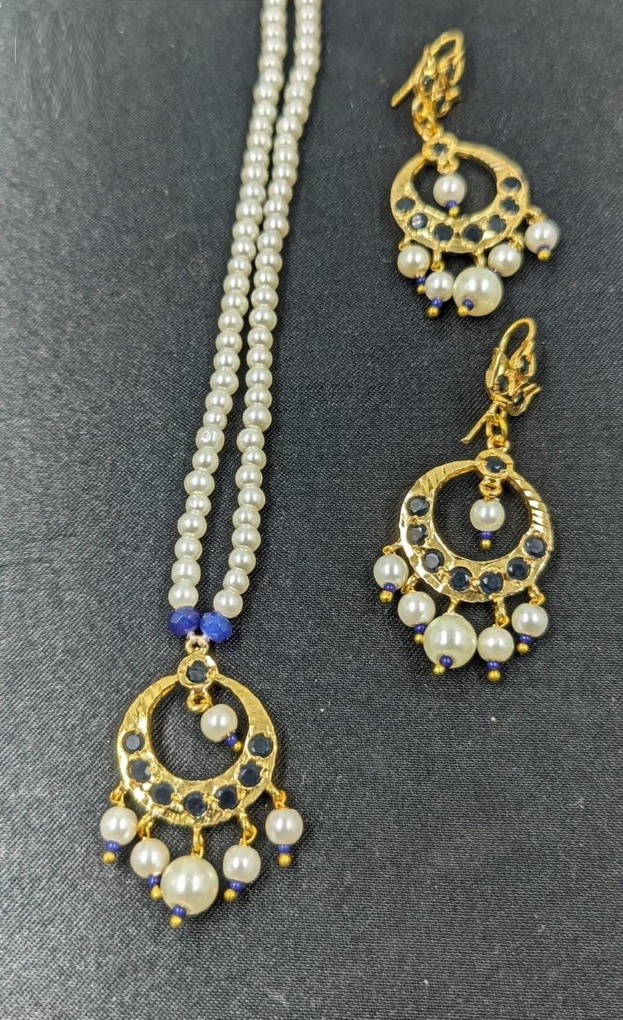 Zuha Blue Chand Bali and Pendent