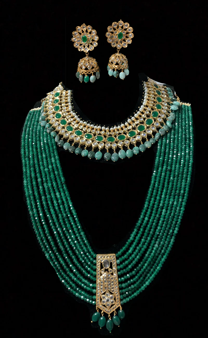 Hira Green Onyx Stone Bridal Set