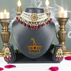 Huda Pearl Polki Choker Set