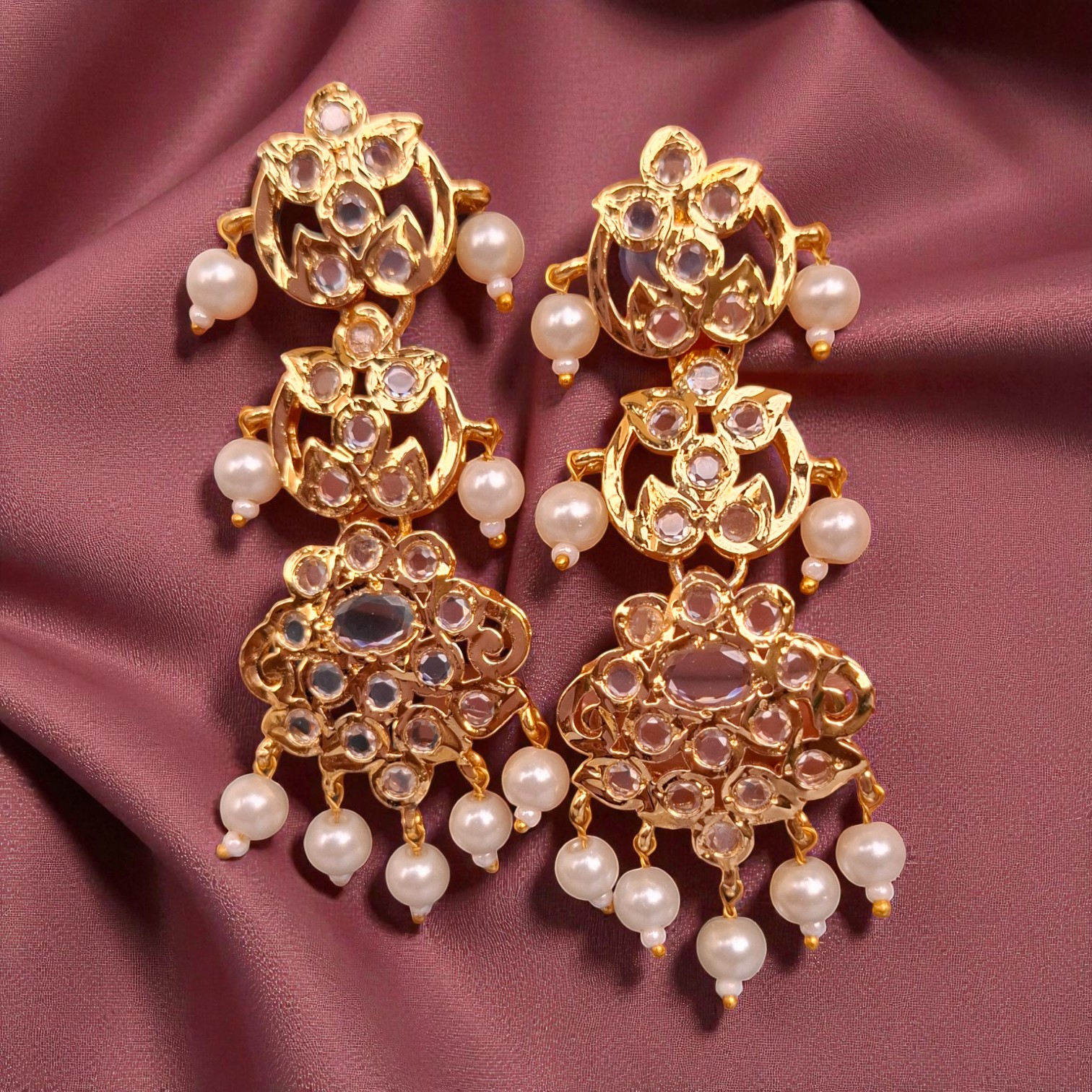 Ruhi White Earrings