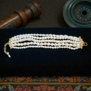 Alina White Real Pearl Multi Layer Bracelet