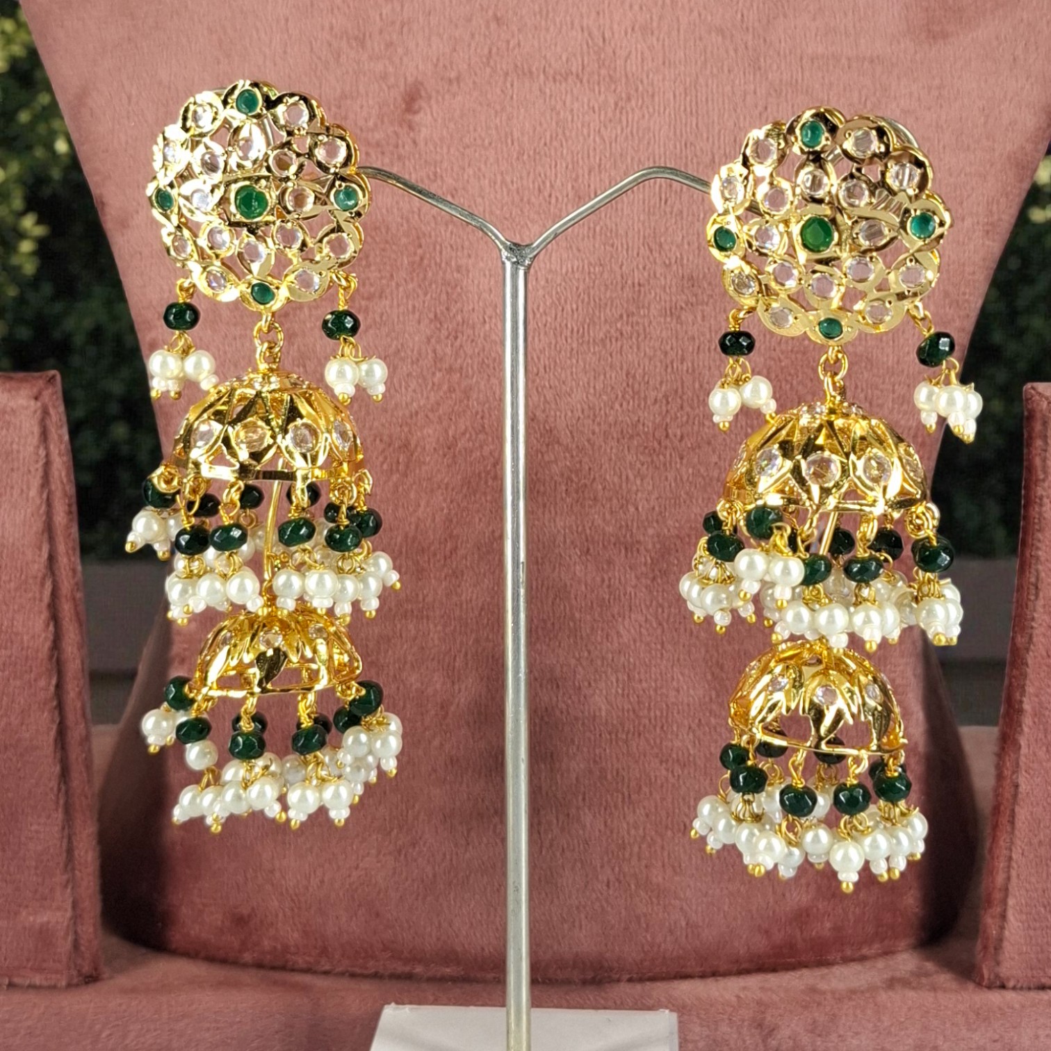 Huma Green Double Story Jhumki