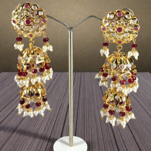 Huma Red Double Story Jhumki